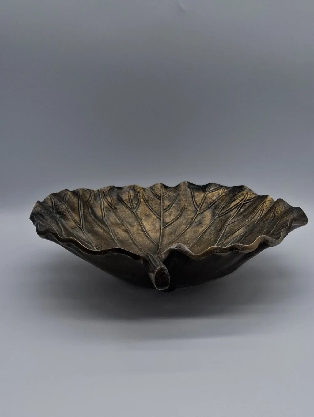 Pier 1 Gingko Leaf Serving Bowl Bronze Gold Tone 12